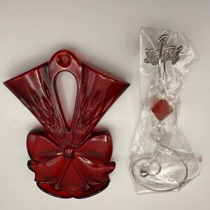 Waterford Crystal Lismore Red Toasting Flute Ornament With Enhancer 2010 NIB